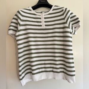 Flawless! Coldwater Creek large sweater short sleeves 100% cotton striped